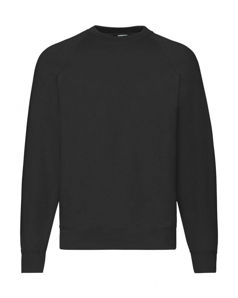 Uniszex hosszú ujjú pulóver Fruit of the Loom Classic Raglan Sweat 3XL, Fekete