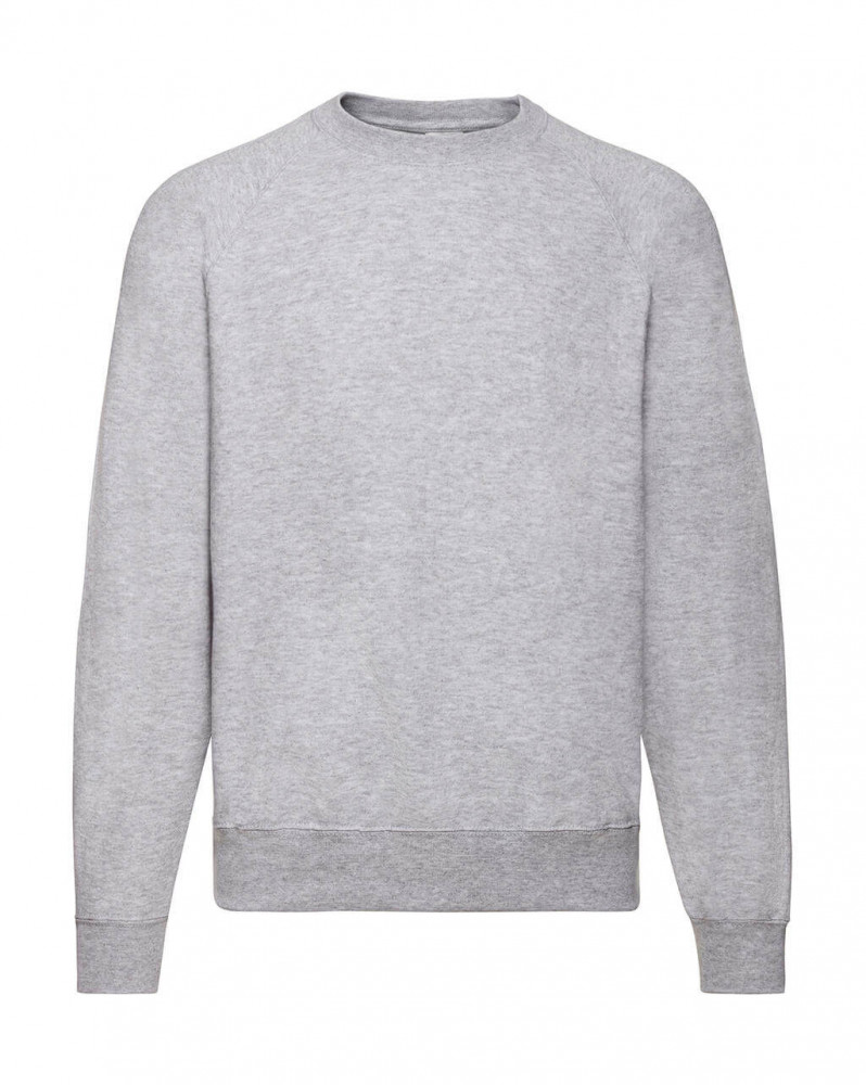 Uniszex hosszú ujjú pulóver Fruit of the Loom Classic Raglan Sweat 3XL, Heather szürke