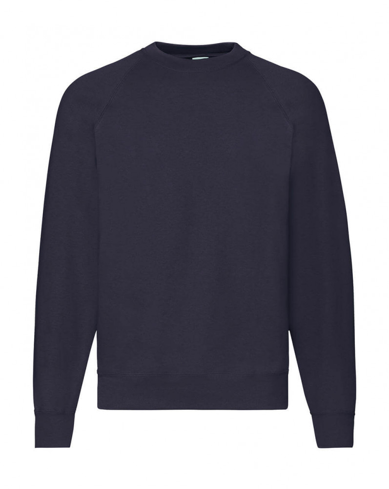 Uniszex hosszú ujjú pulóver Fruit of the Loom Classic Raglan Sweat 4XL, Mély sötétkék (navy)