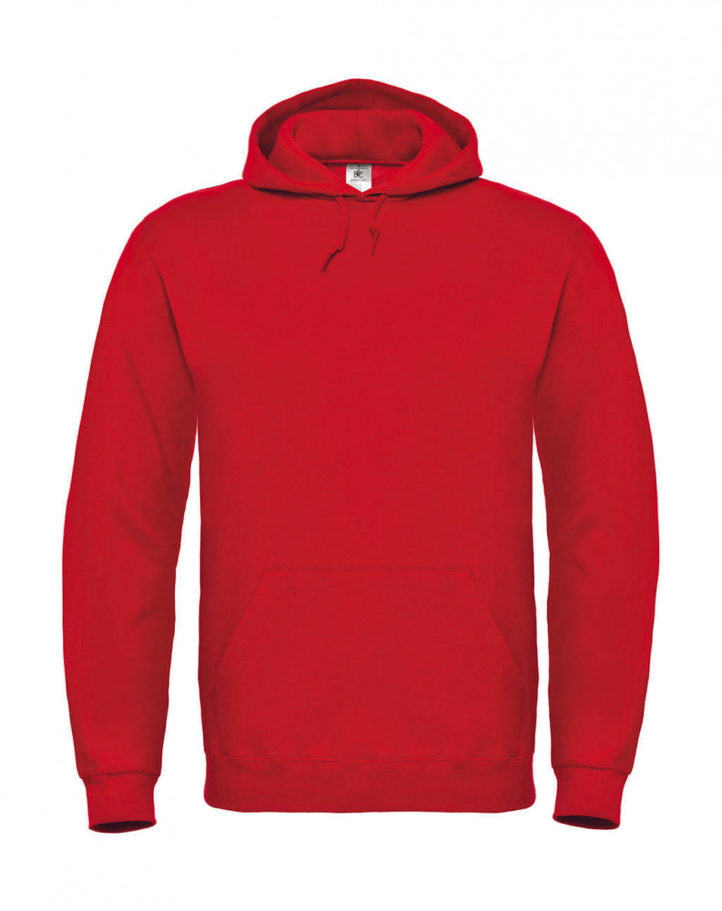 Férfi kapucnis hosszú ujjú pulóver B and C ID.003 Cotton Rich Hooded Sweatshirt L, Piros