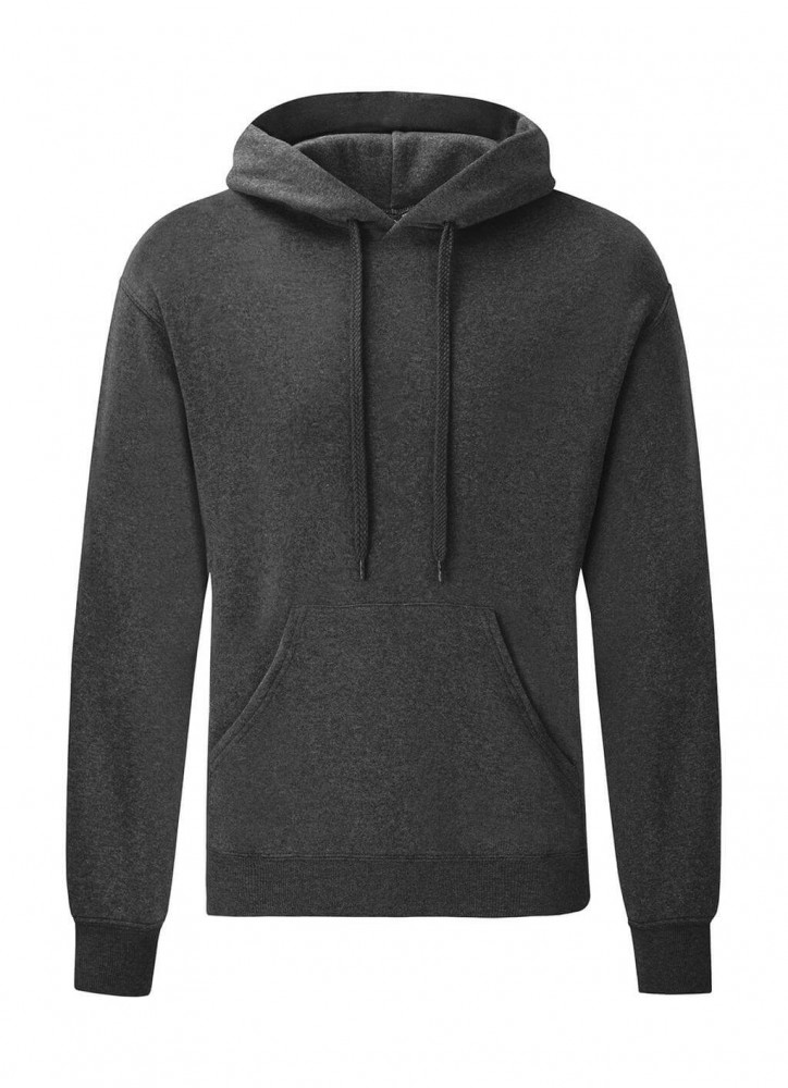 Férfi kapucnis hosszú ujjú pulóver Fruit of the Loom Classic Hooded Sweat S, Sötét heather szürke