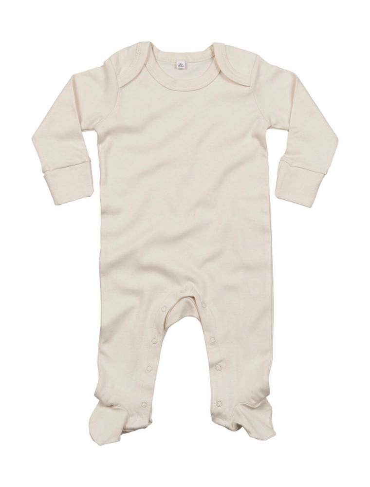 Bébi hosszú ujjú organikus rugdalózó BabyBugz Organic Sleepsuit with Scratch Mitts 3-6, Organik Naturál