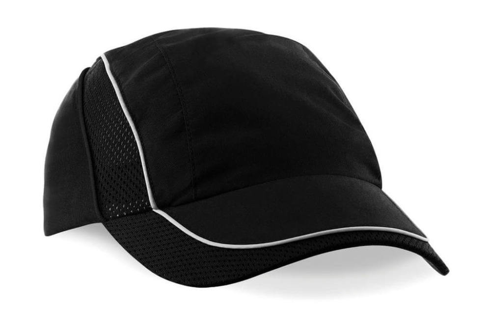 Uniszex sapka Beechfield Coolmax Flow Mesh Cap - One Size, Fekete