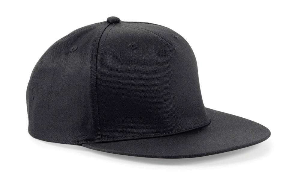 Uniszex sapka Beechfield 5 Panel Snapback Rapper Cap - One Size, Fekete