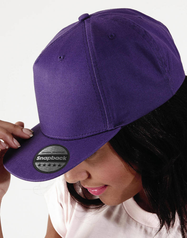 Uniszex sapka Beechfield 5 Panel Snapback Rapper Cap - One Size, Lila