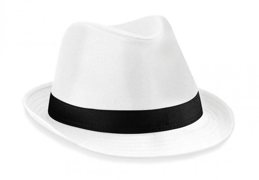 Női kalap Beechfield Fedora L/XL, Fehér/Fekete