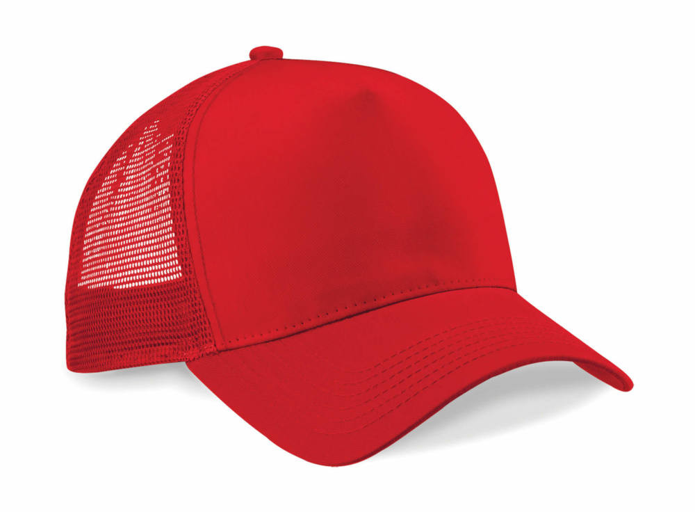 Uniszex sapka Beechfield Snapback Trucker - One Size, Piros/Piros