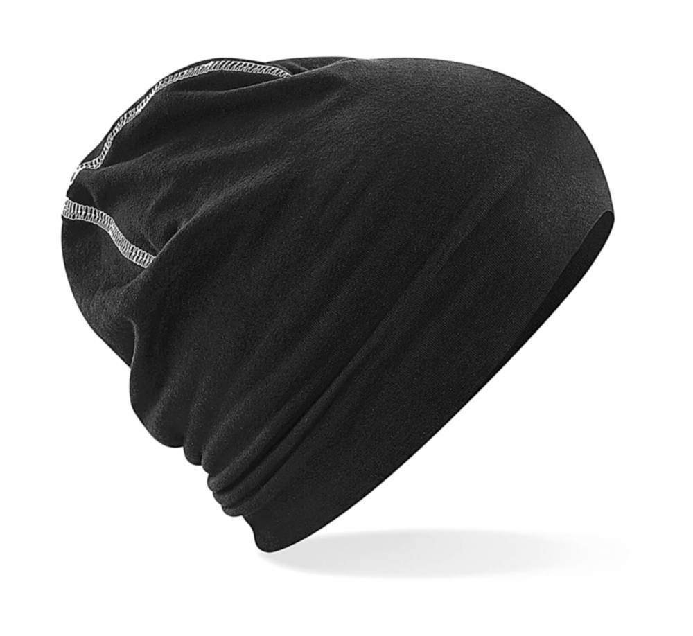 Uniszex téli sapka Beechfield Hemsedal Cotton Beanie B366 Fekete/Fehér