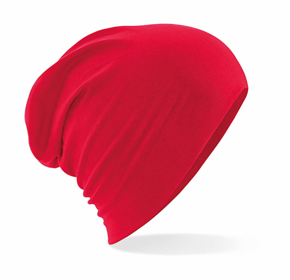 Uniszex téli sapka Beechfield Hemsedal Cotton Slouch Beanie B368 Piros
