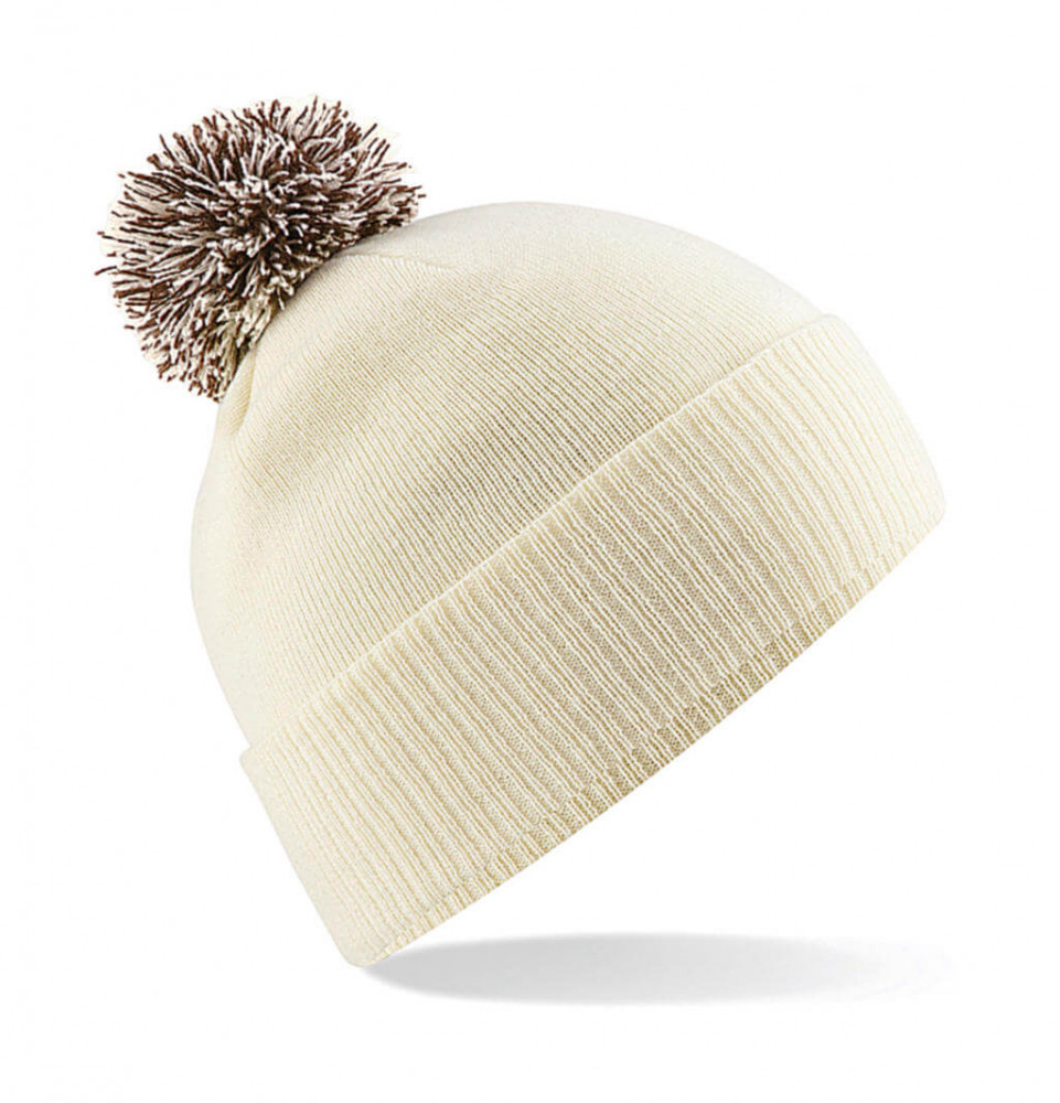 Uniszex téli sapka Beechfield Snowstar Beanie Egy méret, Törtfehér/Mocha
