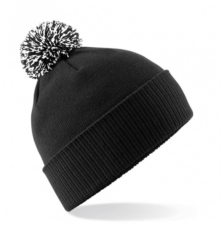 Uniszex téli sapka Beechfield Snowstar Beanie Egy méret, Fekete/Fehér