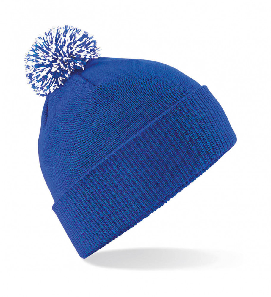 Uniszex téli sapka Beechfield Snowstar Beanie Egy méret, Világos királykék/Fehér
