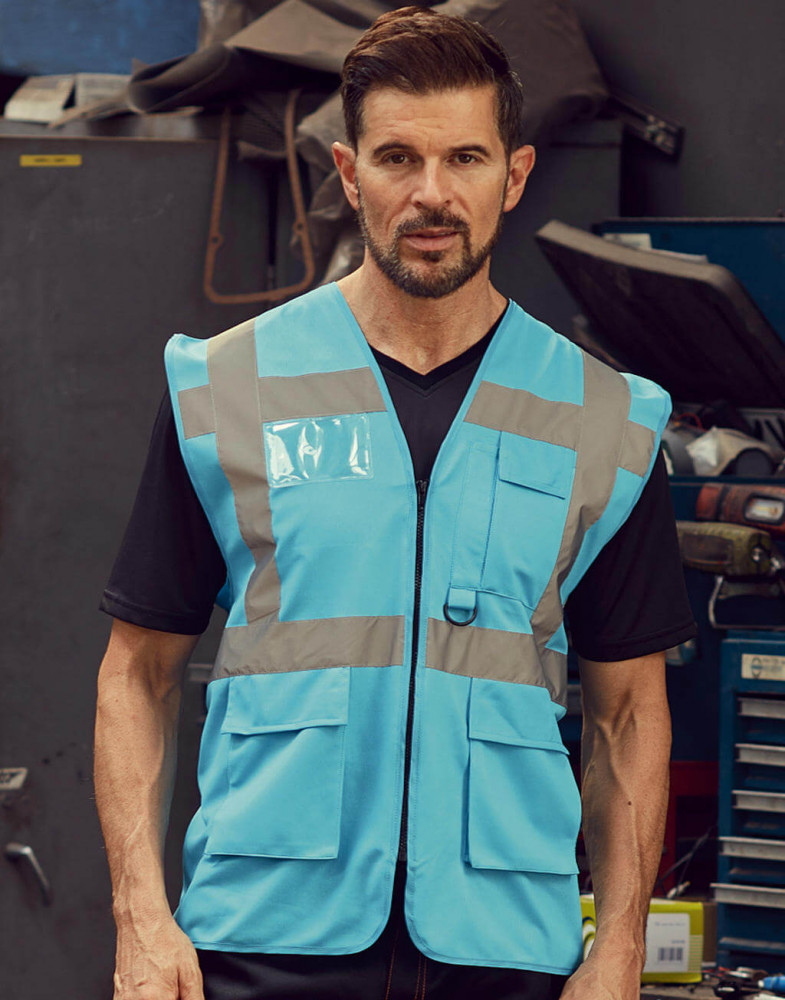 Uniszex ujjatlan Biztonsági mellény munkaruha Yoko Fluo Executive Waistcoat M, Fluo Narancssárga/Szürke Uniszex ujjatlan Biztonsági mellény munkaruha Yoko Fluo Executive Waistcoat M, Fluo Narancssárga/Szürke