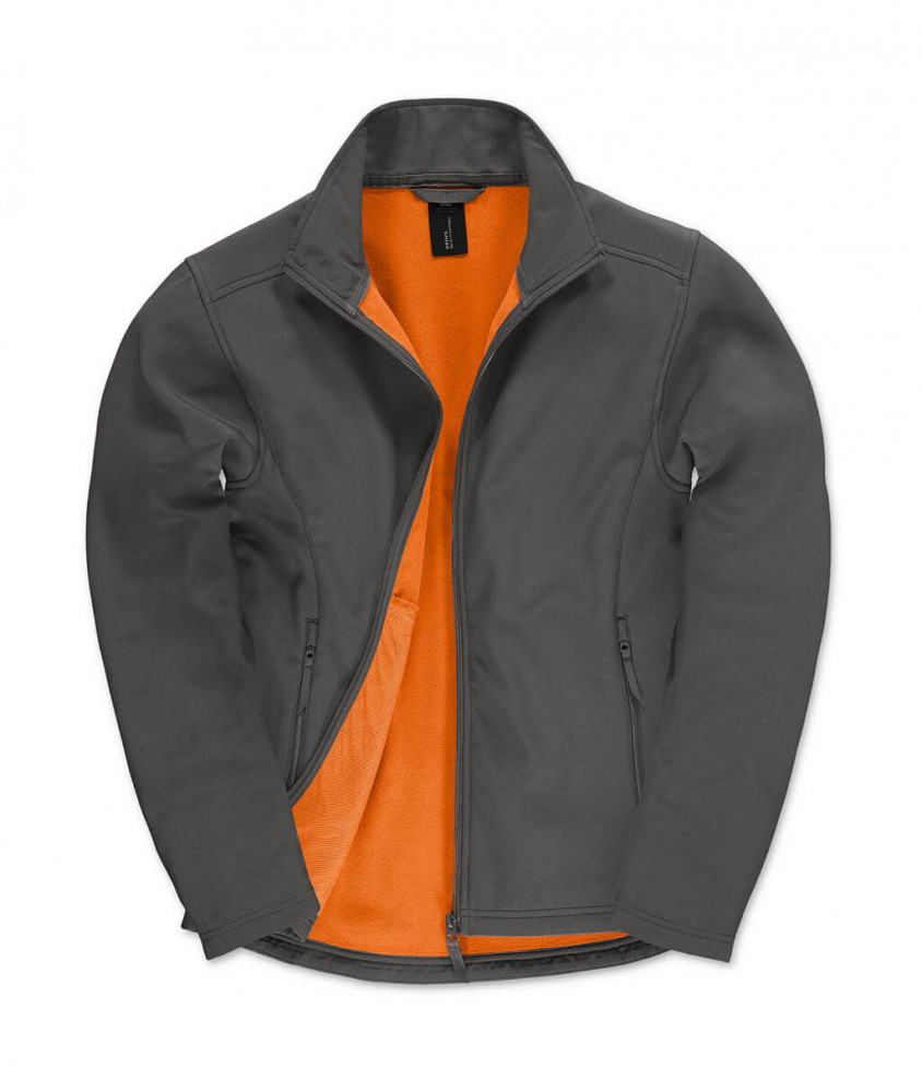 Férfi hosszú ujjú Softshell B and C ID.701 Softshell Jacket L, Sötét Szürke/Neon Narancs