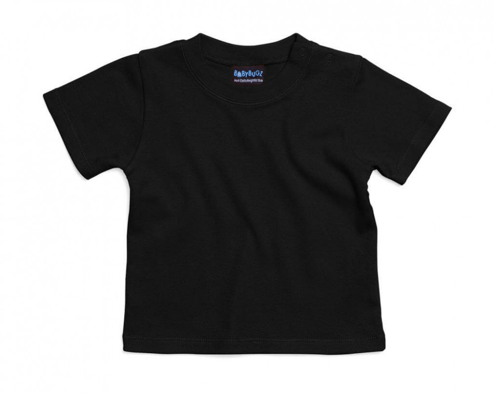 Bébi rövid ujjú póló BabyBugz Baby T-Shirt 3-6, Fekete