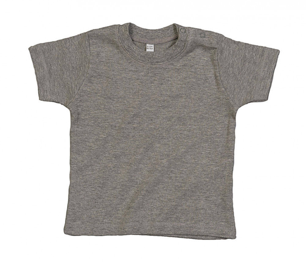 Bébi rövid ujjú póló BabyBugz Baby T-Shirt 3-6, Heather Szürke Melange Organic
