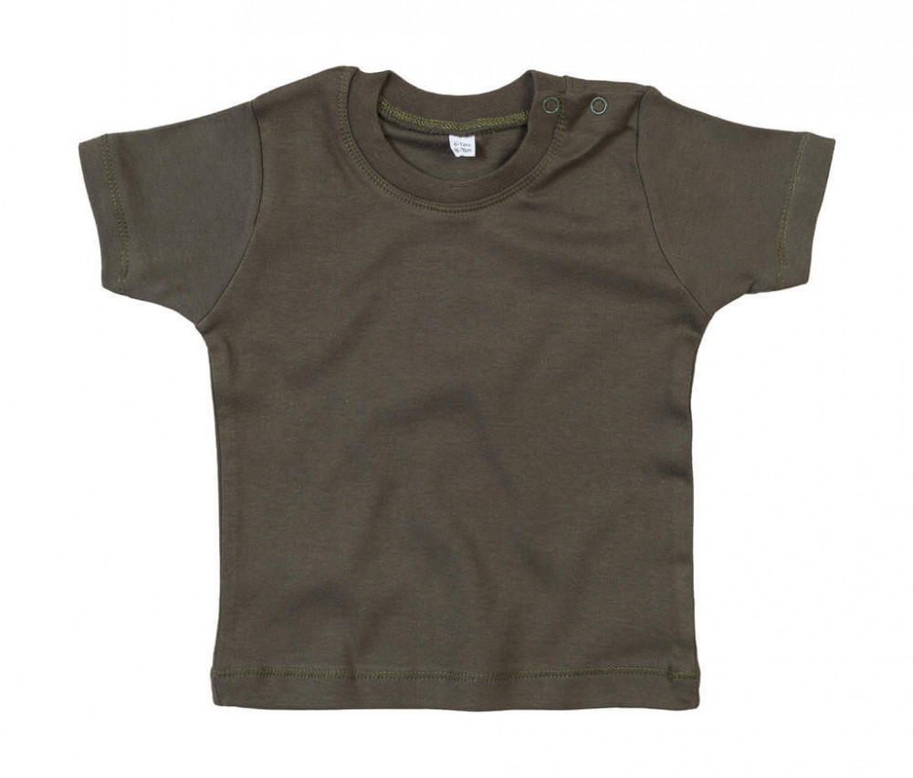 Bébi rövid ujjú póló BabyBugz Baby T-Shirt 6-12, Világos Oliva zöld Organik