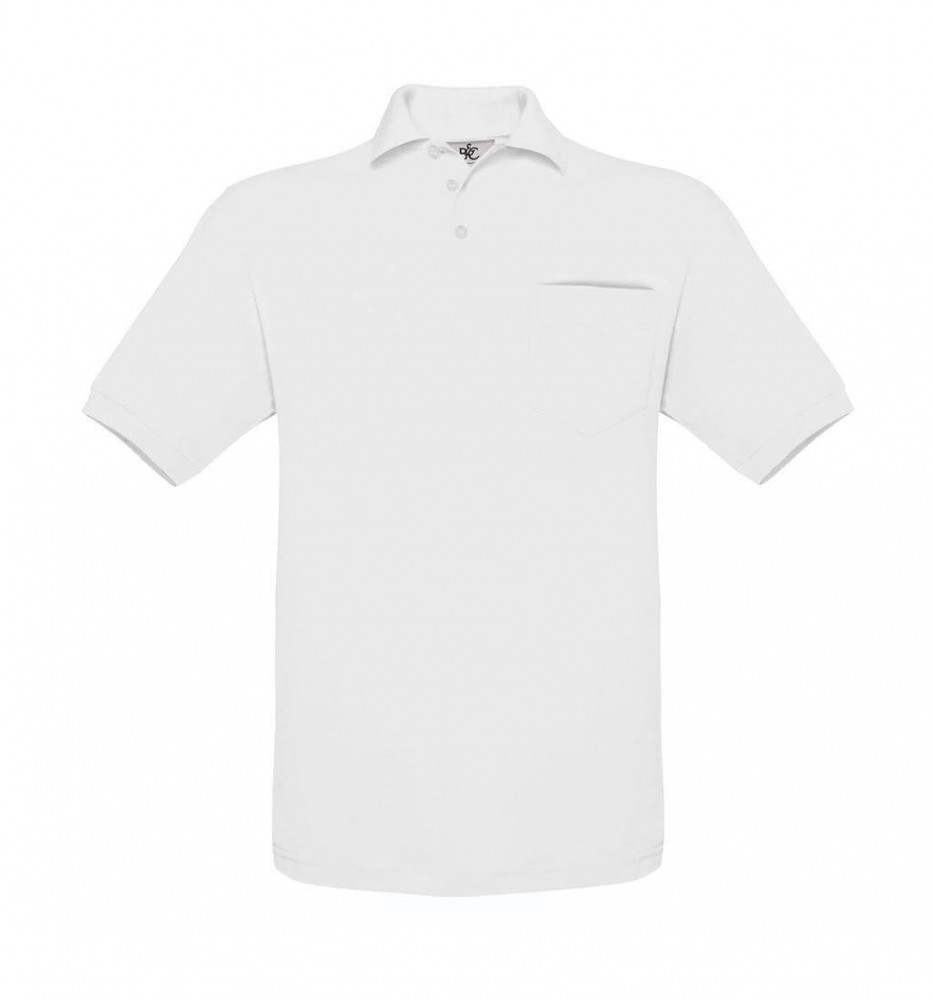 Uniszex rövid ujjú galléros póló B and C Safran Pocket Polo 2XL, Fehér