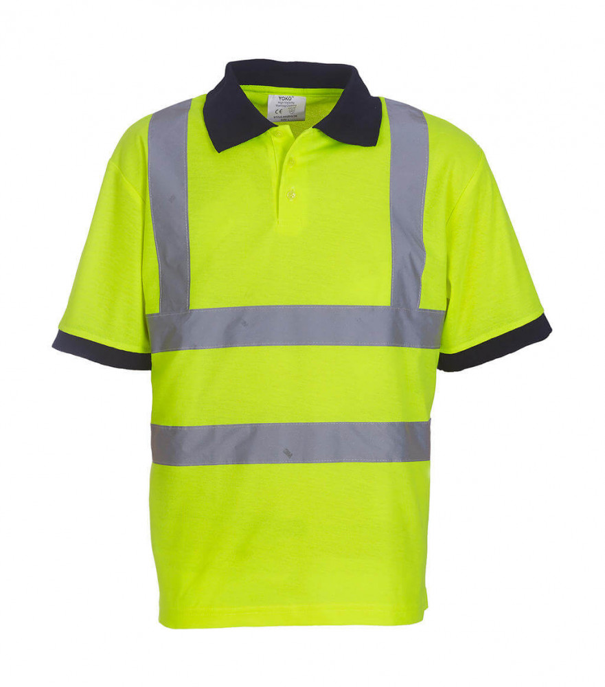 Uniszex rövid ujjú fényvisszaverő ruha munkaruha Yoko Fluo Polo 4XL, Fluo Sárga