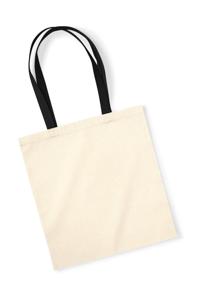 Uniszex organikus bevásárló táska Westford Mill EarthAware? Organic Bag for Life - Contrast Handle Egy méret, Natural/Sötétkék