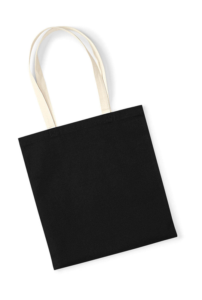 Uniszex organikus bevásárló táska Westford Mill EarthAware? Organic Bag for Life - Contrast Handle Egy méret, Fekete/Naturál