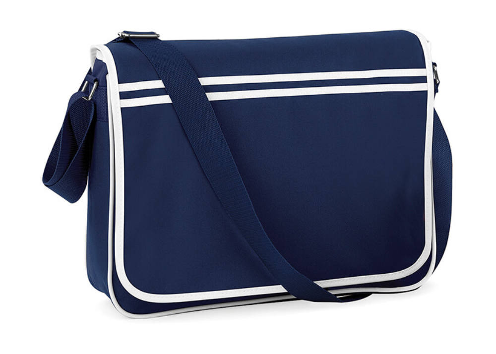 Válltáska Bag Base Retro Messenger - Egy méret, Sötétkék/Fehér