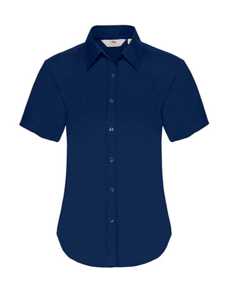 Női Blúz Rövid ujjú Fruit of the Loom Oxford Shirt Short Sleeve Lady-Fit - XL, Sötétkék (navy)