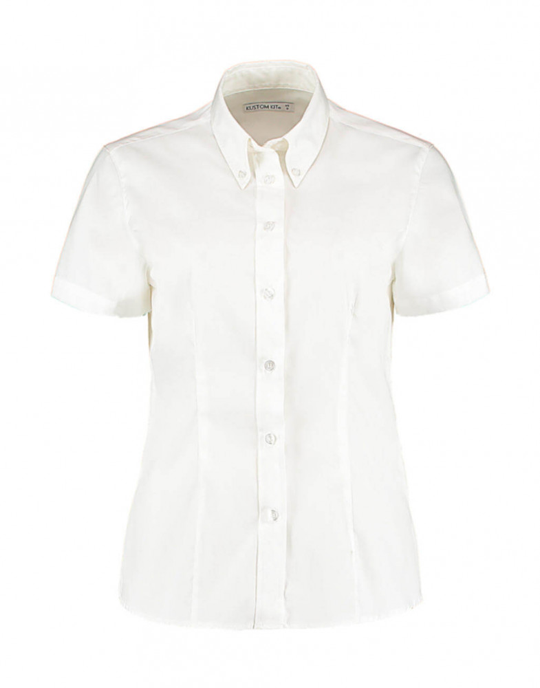 Női rövid ujjú blúz Kustom Kit Women's Tailored Fit Premium Oxford Shirt SSL L, Fehér