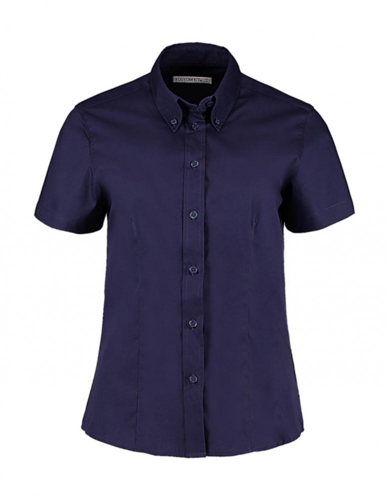 Női rövid ujjú blúz Kustom Kit Women's Tailored Fit Premium Oxford Shirt SSL S, Midnight Sötétkék (navy)