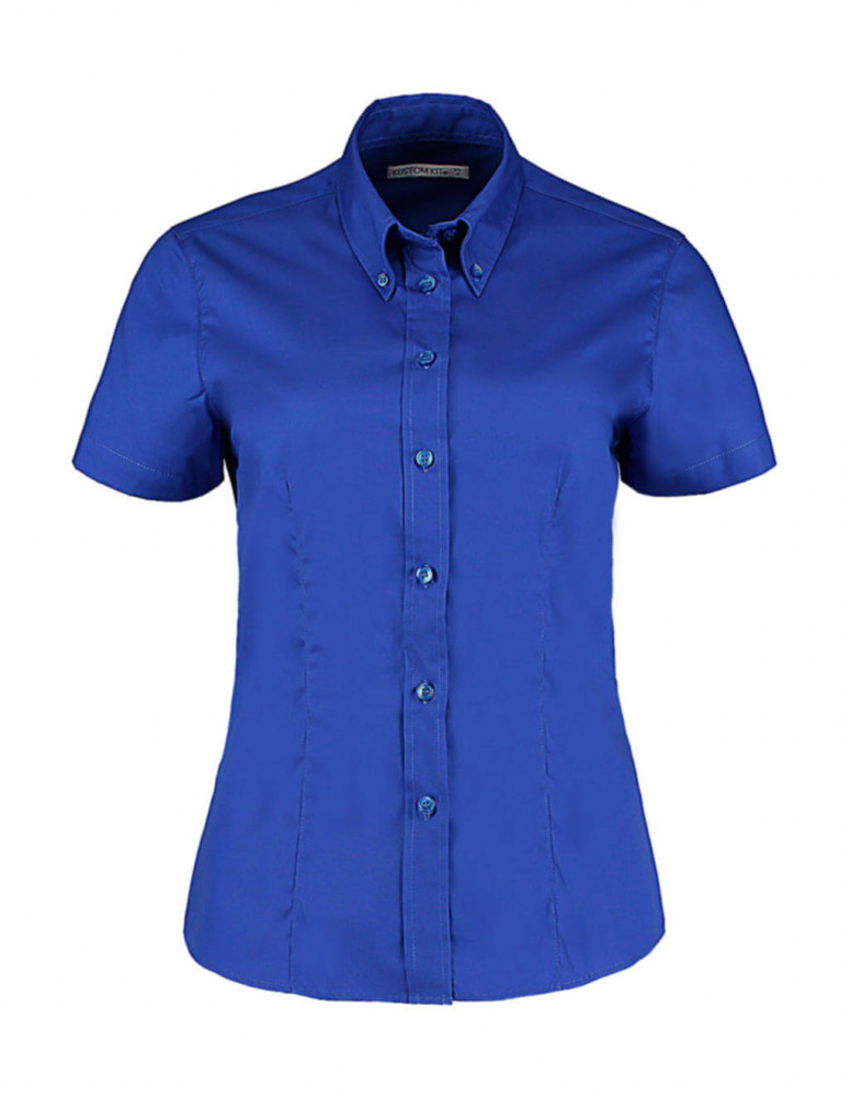 Női rövid ujjú blúz Kustom Kit Women's Tailored Fit Premium Oxford Shirt SSL M, Királykék