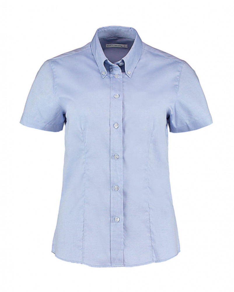 Női rövid ujjú blúz Kustom Kit Women's Tailored Fit Premium Oxford Shirt SSL M, Világos kék