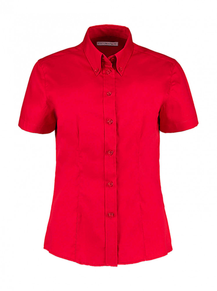 Női rövid ujjú blúz Kustom Kit Women's Tailored Fit Premium Oxford Shirt SSL 6XL, Piros