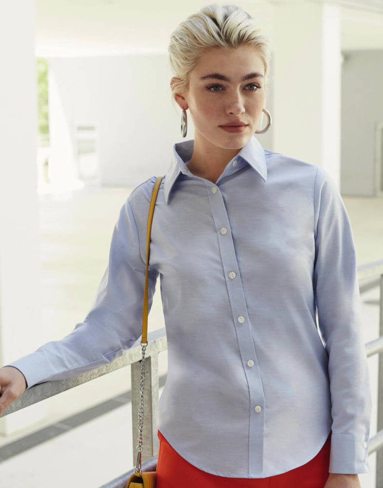 Női Blúz Hosszú ujjú Fruit of the Loom Oxford Shirt Long Sleeve Lady-Fit