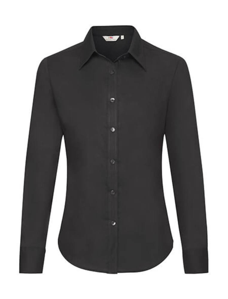 Női Blúz Hosszú ujjú Fruit of the Loom Oxford Shirt Long Sleeve Lady-Fit - 2XL, Fekete