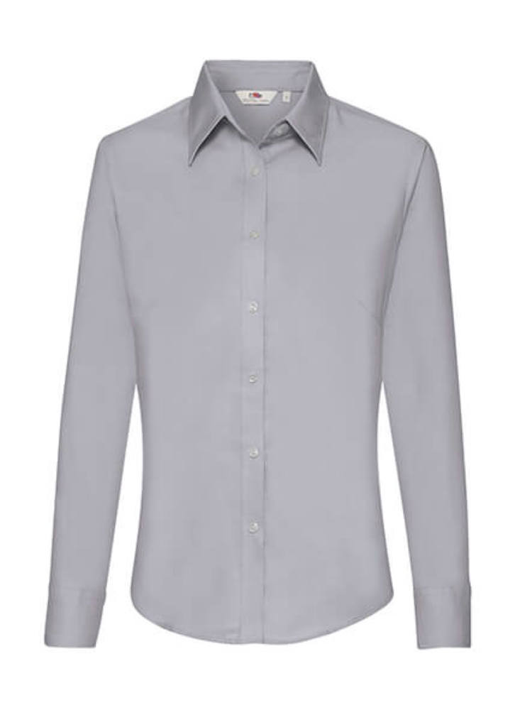 Női Blúz Hosszú ujjú Fruit of the Loom Oxford Shirt Long Sleeve Lady-Fit - 2XL, Oxford szürke