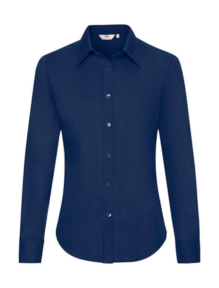 Női Blúz Hosszú ujjú Fruit of the Loom Oxford Shirt Long Sleeve Lady-Fit - 3XL, Sötétkék (navy)