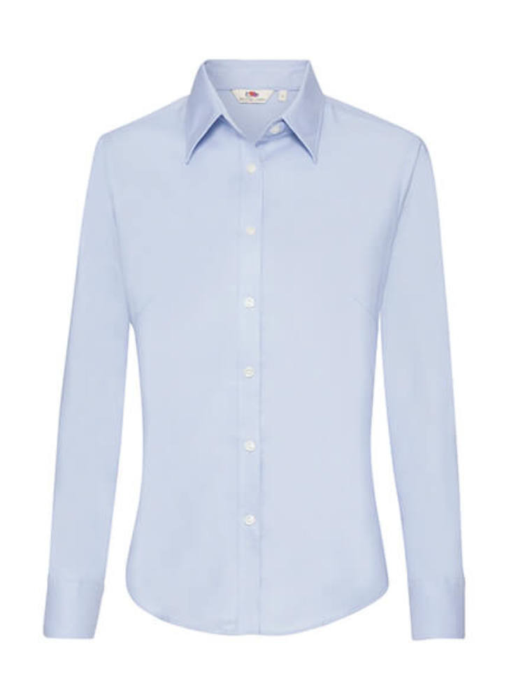 Női Blúz Hosszú ujjú Fruit of the Loom Oxford Shirt Long Sleeve Lady-Fit - 2XL, Oxford kék