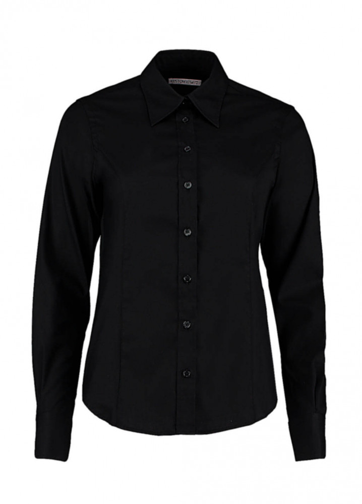 Női hosszú ujjú blúz Kustom Kit Women's Tailored Fit Premium Oxford Shirt 5XL, Fekete