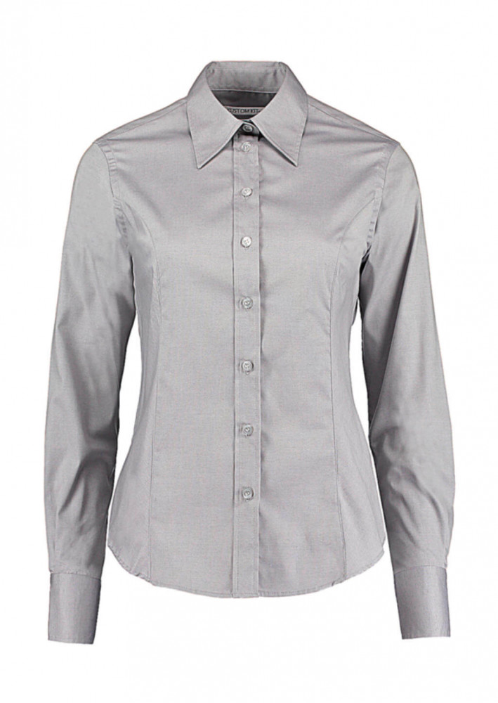 Női hosszú ujjú blúz Kustom Kit Women's Tailored Fit Premium Oxford Shirt 3XL, Ezüstszürke