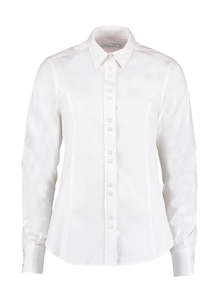 Női hosszú ujjú blúz Kustom Kit Women's Tailored Fit City Shirt 2XL, Fehér