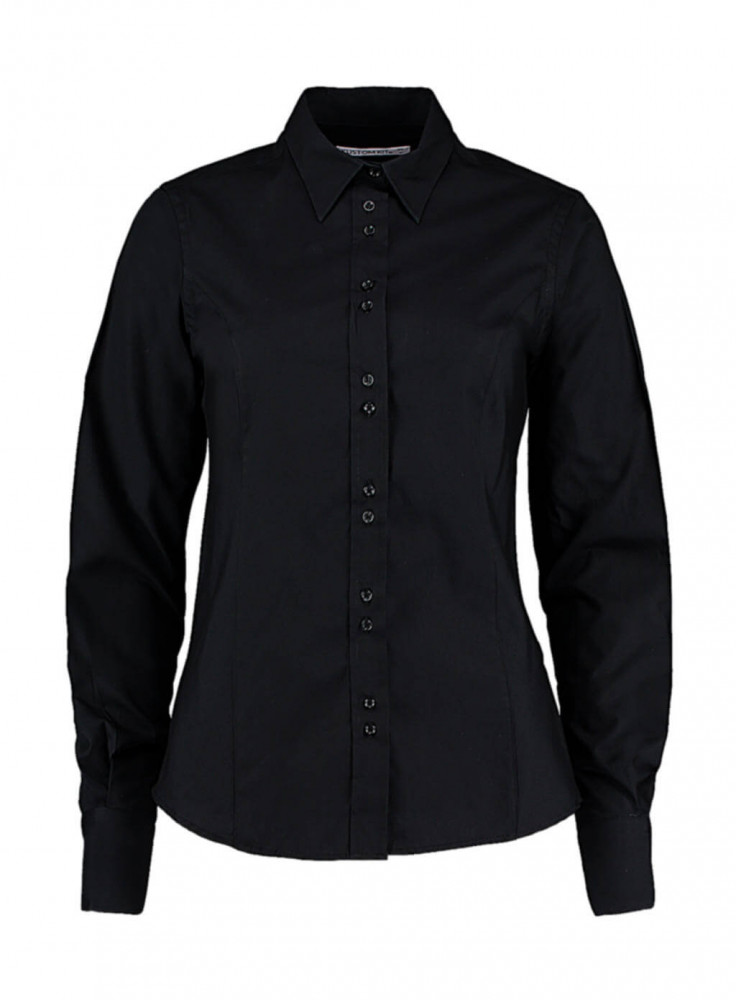 Női hosszú ujjú blúz Kustom Kit Women's Tailored Fit City Shirt XL, Fekete