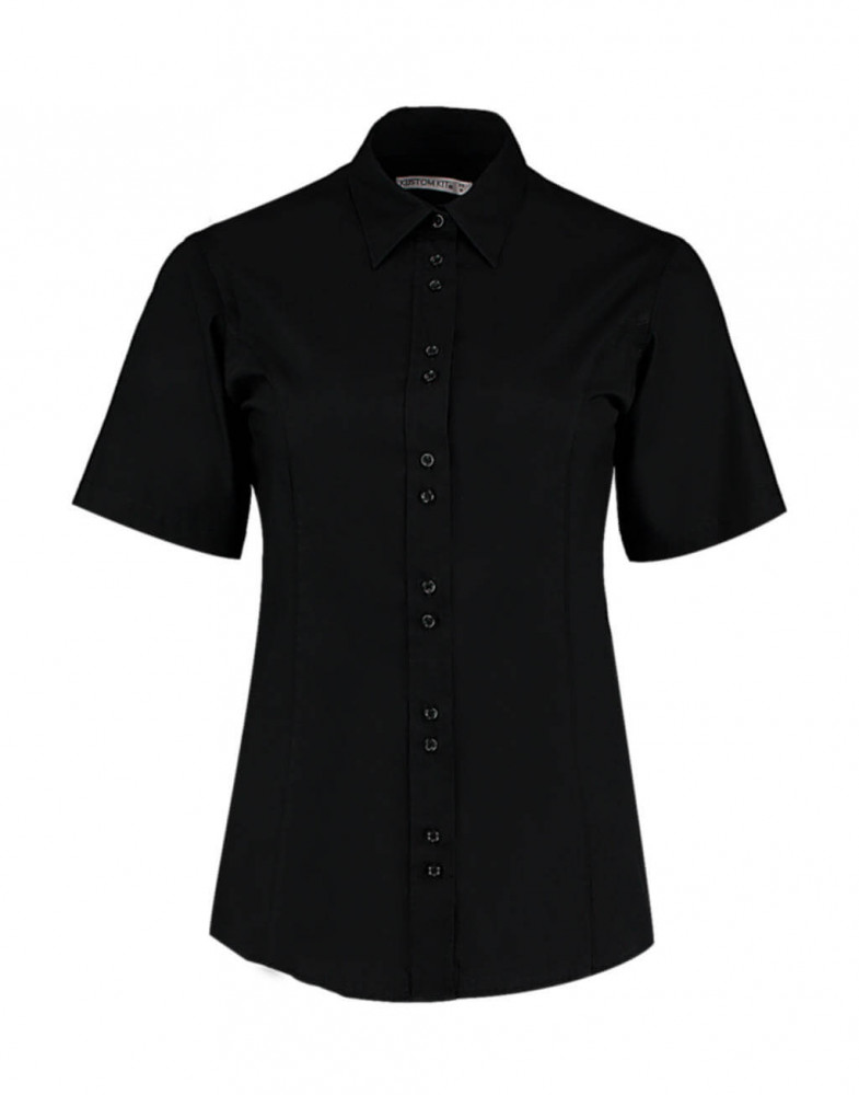 Női rövid ujjú blúz Kustom Kit Women's Tailored Fit City Shirt SSL XS (8), Fekete