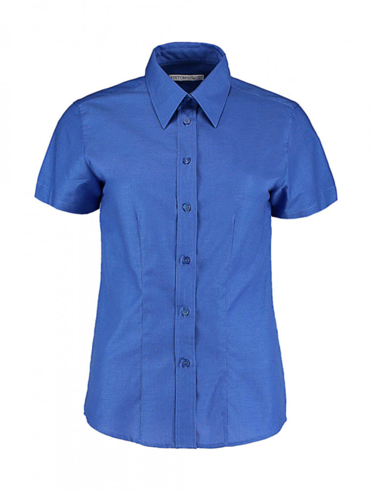 Női rövid ujjú blúz Kustom Kit Women's Tailored Fit Workwear Oxford Shirt SSL 2XL (18), Italian kék
