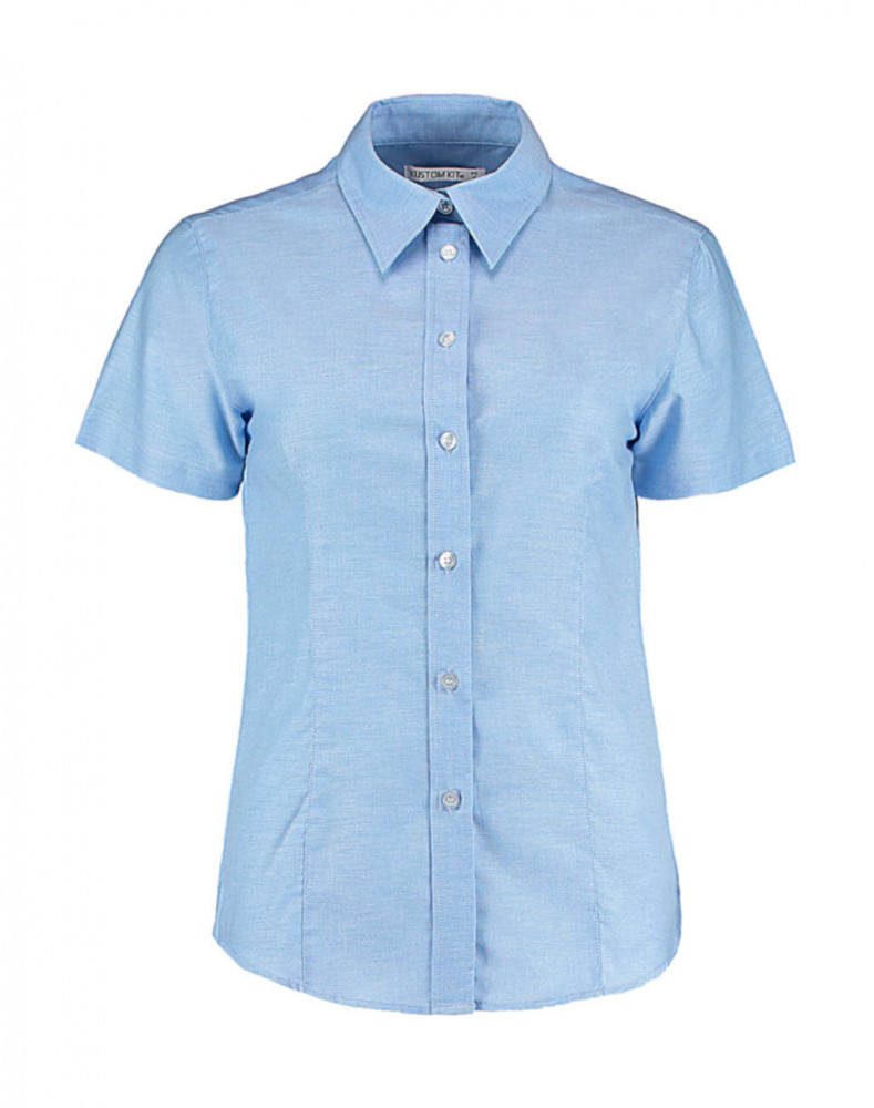 Női rövid ujjú blúz Kustom Kit Women's Tailored Fit Workwear Oxford Shirt SSL 2XL (18), Világos kék