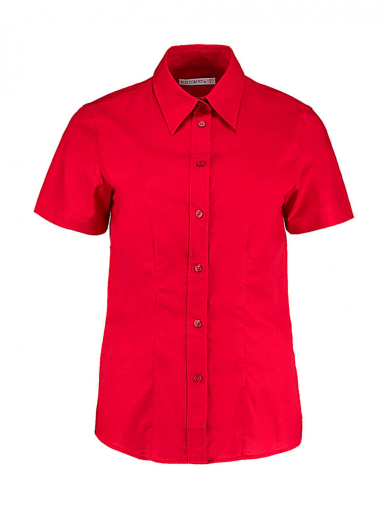Női rövid ujjú blúz Kustom Kit Women's Tailored Fit Workwear Oxford Shirt SSL XS (8), Piros