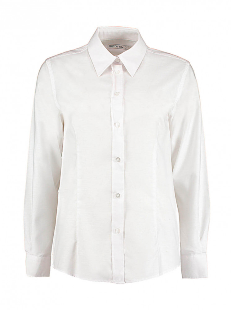 Női hosszú ujjú blúz Kustom Kit Women's Tailored Fit Workwear Oxford Shirt 2XL (18), Fehér