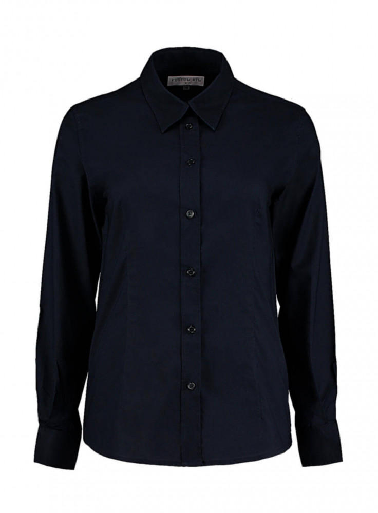Női hosszú ujjú blúz Kustom Kit Women's Tailored Fit Workwear Oxford Shirt XS (8), French Sötétkék (navy)
