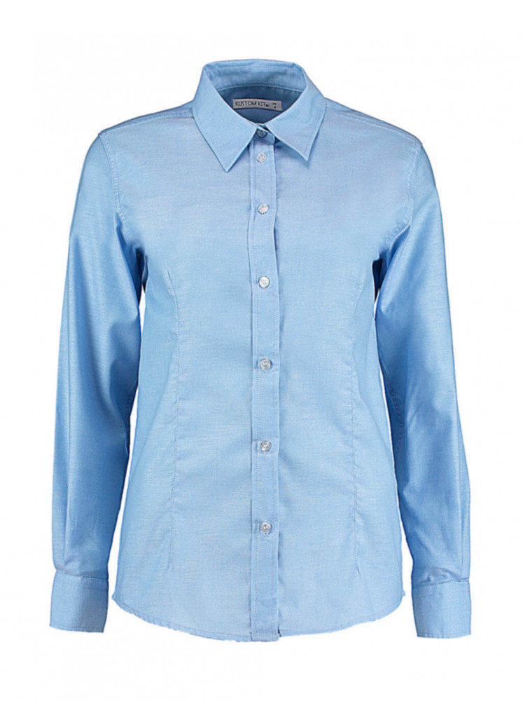 Női hosszú ujjú blúz Kustom Kit Women's Tailored Fit Workwear Oxford Shirt XL (16), Világos kék