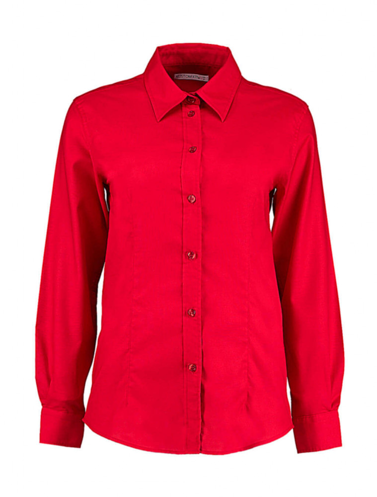 Női hosszú ujjú blúz Kustom Kit Women's Tailored Fit Workwear Oxford Shirt 2XL (18), Piros