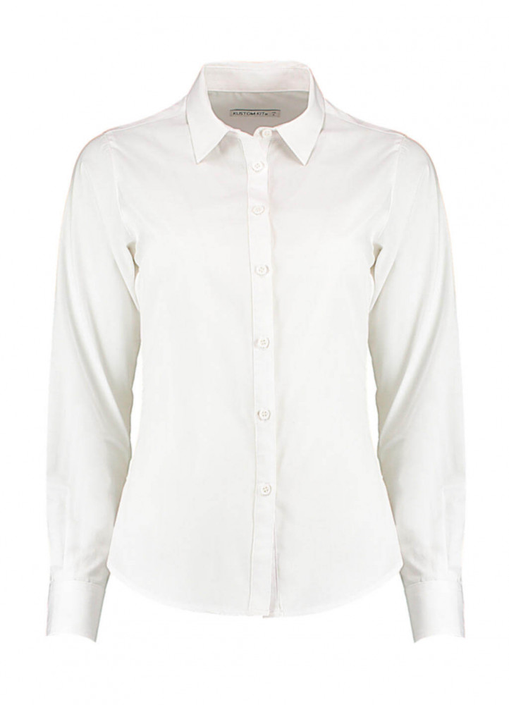 Női hosszú ujjú blúz Kustom Kit Women's Tailored Fit Poplin Shirt 3XL, Fehér